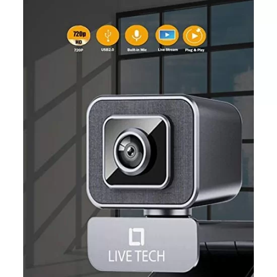 Live Tech Zoom Webcam Widescreen Video Calling, Light Correction, Noise-Reducing Mic, for Skype, FaceTime, Hangouts, WebEx