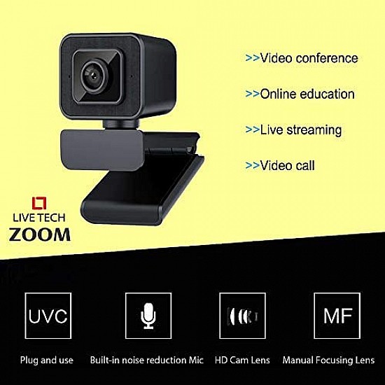 Live Tech Zoom Webcam Widescreen Video Calling, Light Correction, Noise-Reducing Mic, for Skype, FaceTime, Hangouts, WebEx