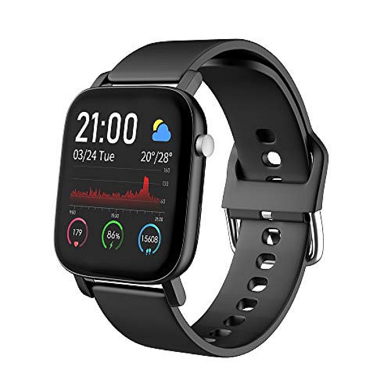 AQFIT W11 Smartwatch IP68 Waterproof Fitness Tracker Full Touch Screen Display (Black)