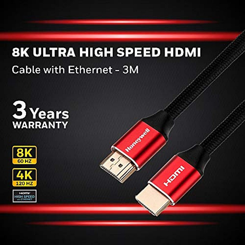 Honeywell 8K Ultra High Speed HDMI Ver 2.1 Cable with ethernet-3M