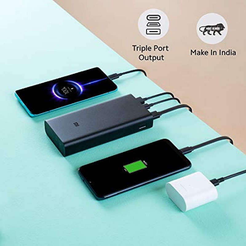 Mi Power Bank 3i 20000mAh  Triple Output and Dual Input Port 18W Fast Charging Black