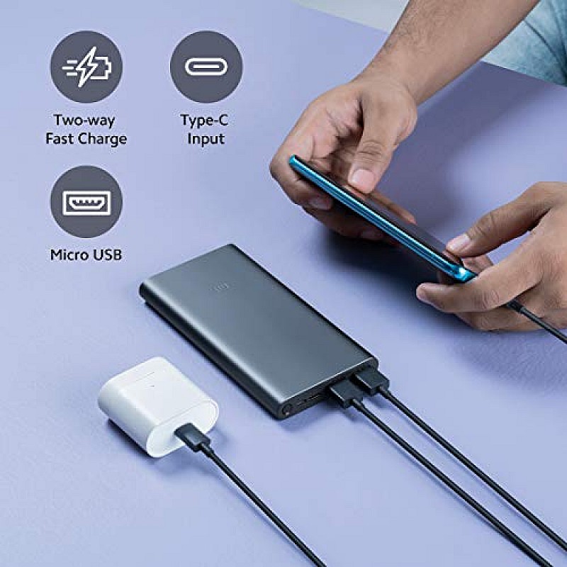 Mi 10000mAH Li-Polymer10000mAH Li-Polymer Power Bank 3i with 18W Fast Charging (Midnight Black)