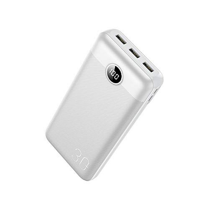 VEGER W3008 LCD Display 30000 mAh Li-Polymer Potable Power Bank (White)