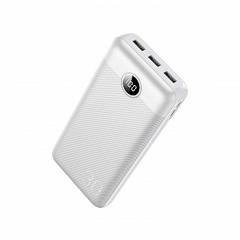 VEGER W3008 LCD Display 30000 mAh Li-Polymer Potable Power Bank (White)