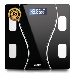 beatXP Black Art Weighing Machine with Backlit LCD Panel  Weight Machine for Body Weight