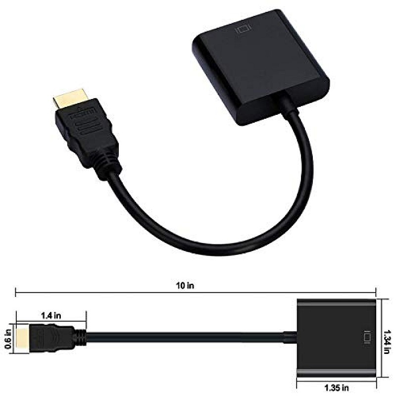 Airtree HDMI Male to VGA Female Video Converter Adapter Cable (Black)