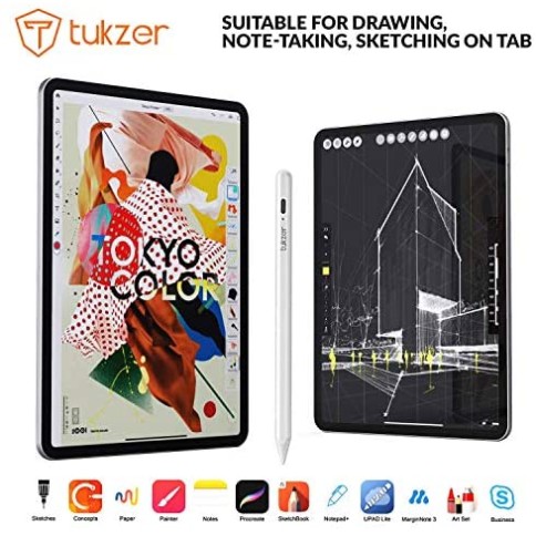 Tukzer Stylus Pen for iPad with Palm Rejection, Tilt Sensor, 2nd Gen Compatible TZ-S1-WHT Tukzer Stylus Pen for iPad with Palm Rejection, Tilt Sensor, 2nd Gen Compatible TZ-S1-WHT