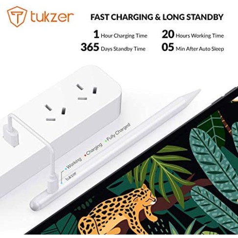 Tukzer Stylus Pen for iPad with Palm Rejection, Tilt Sensor, 2nd Gen Compatible TZ-S1-WHT Tukzer Stylus Pen for iPad with Palm Rejection, Tilt Sensor, 2nd Gen Compatible TZ-S1-WHT