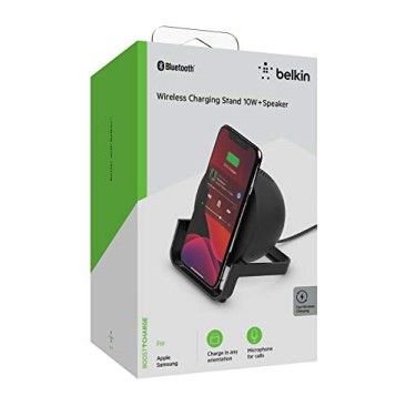 Belkin Wireless Charging Stand + Bluetooth Speaker Compatible for iPhone Belkin Wireless Charging Stand + Bluetooth Speaker Compatible for iPhone