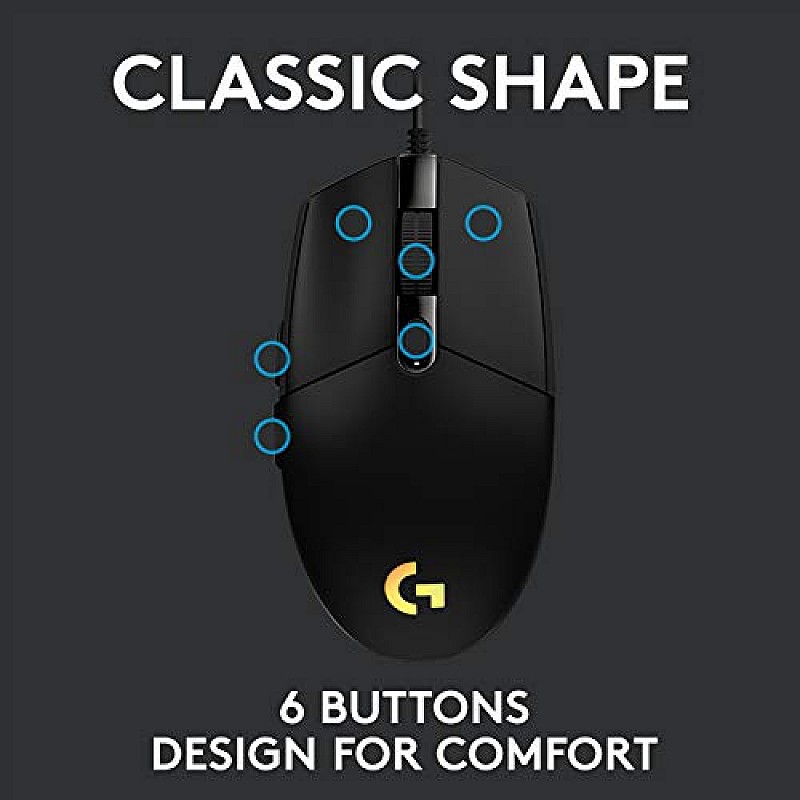 Logitech G102 Light Sync Gaming Mouse with Customizable RGB Lighting, 6 Programmable Buttons 