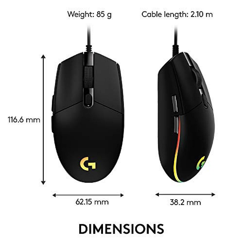 Logitech G102 Light Sync Gaming Mouse with Customizable RGB Lighting, 6 Programmable Buttons 