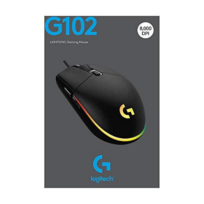 Logitech G102 Light Sync Gaming Mouse with Customizable RGB Lighting, 6 Programmable Buttons 