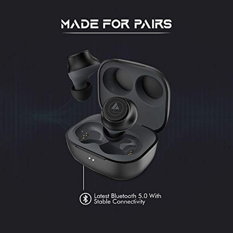 Wings Slay TWS Bluetooth 5.0 True Wireless TWS in Ear Earbuds Earphones with Mic Super Compact Charging Case (Black)