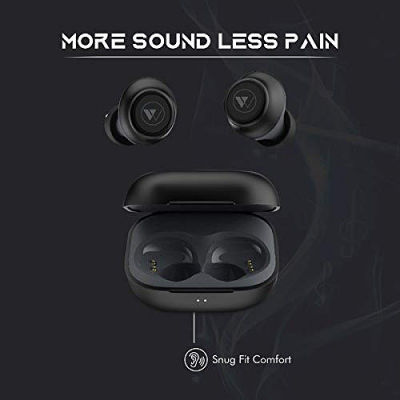 Wings Slay TWS Bluetooth 5.0 True Wireless TWS in Ear Earbuds Earphones with Mic Super Compact Charging Case (Black)