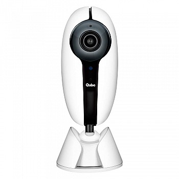 Qubo Smart Outdoor Security WiFi Camera (White) with Face Mask Detection | Intruder Alarm System 