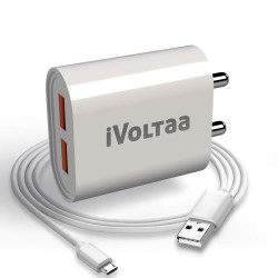 iVoltaa FuelPort 3.0A Dual (2) Port IntelliCharge Wall Charger Adapter with Micro USB Charging Cable