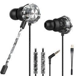 CLAW G9X Single Driver Gaming Earphones with Adjustable Boom & in-line Mic Camo Grey