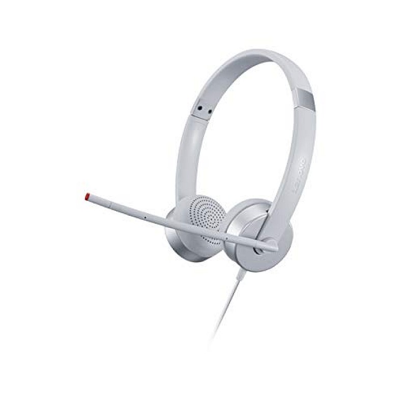 Lenovo 100 Stereo Wired On Ear Headphones with Mic Cloud white