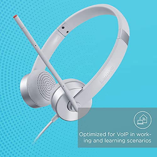 Lenovo 100 Stereo Wired On Ear Headphones with Mic Cloud white Lenovo 100 Stereo Wired On Ear Headphones with Mic Cloud white