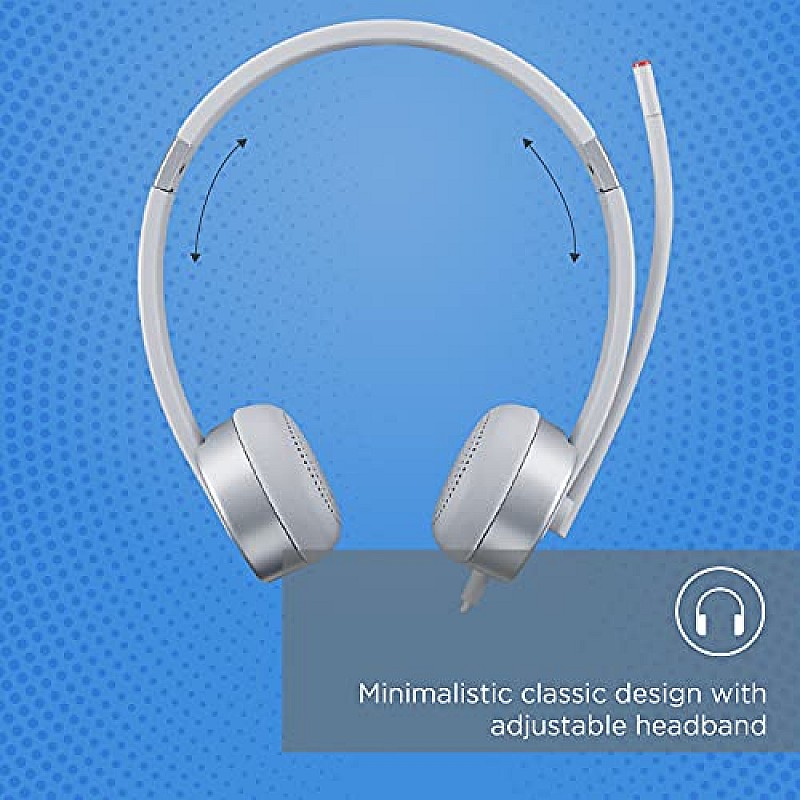 Lenovo 100 Stereo Wired On Ear Headphones with Mic Cloud white