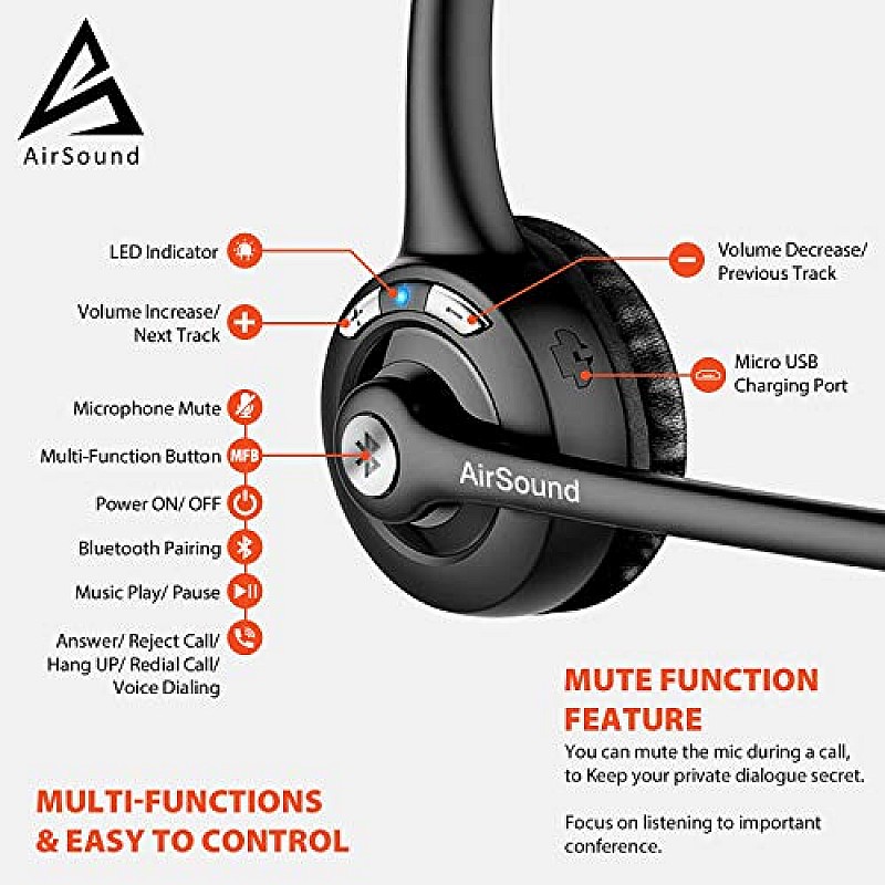 AirSound M6 Pro Bluetooth V5.0 Wireless Headset