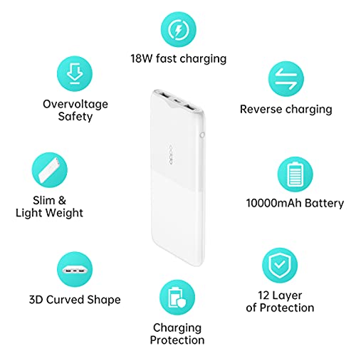 OPPO 10000 mAh Power Bank (18 W) (White, Lithium Polymer)