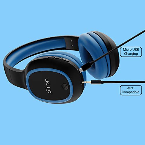 PTron Studio Bluetooth Wireless Over Ear Headphones with Mic (Blue) PTron Studio Bluetooth Wireless Over Ear Headphones with Mic (Blue)