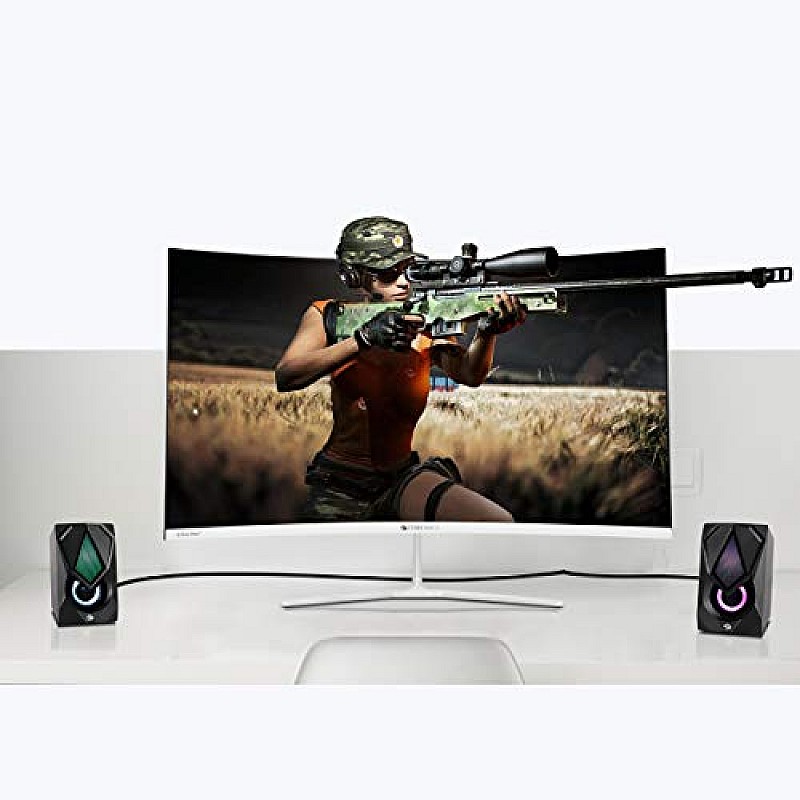 ZEBRONICS Zeb-Warrior II 10 watts 2.0 Multimedia Speaker with RGB Lights, USB Powered, AUX Input, Volume Control Pod for PC