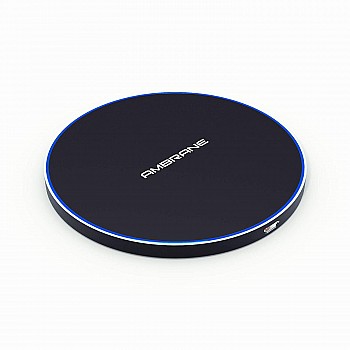 Ambrane Fast Wireless Charger, 10W Output, Qi Wireless Charging Pad, LED Indicator for Charging, Compact and Sleek Design (WC-38, Black), Normal