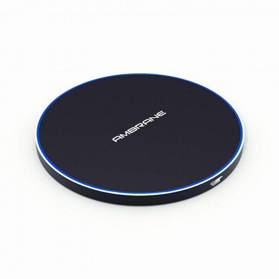 Ambrane Fast Wireless Charger, 10W Output, Qi Wireless Charging Pad, LED Indicator for Charging, Compact and Sleek Design (WC-38, Black), Normal