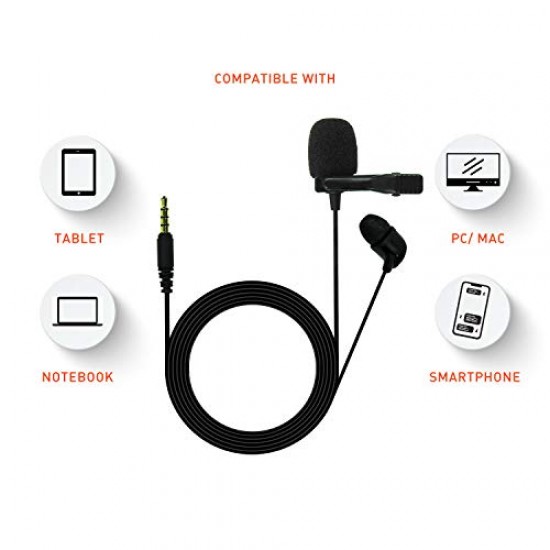 JBL Commercial CSLM20 Omnidirectional Lavalier Microphone, Earphone for calls, Video Conferences, and Monitoring, black, small