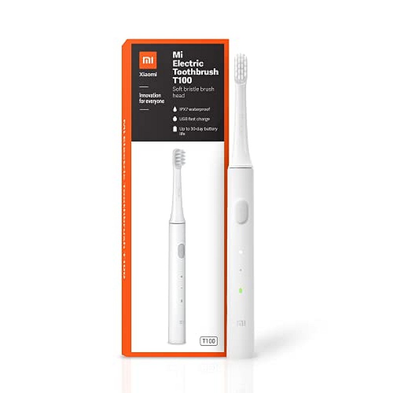 Mi Rechargeable Electric Toothbrush T100 With Dual Pro Mode and Usb Fast Charging (White)