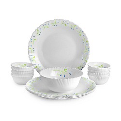 Cello Opalware Dazzle Tropical Lagoon Dinner Set, 13Pcs, White