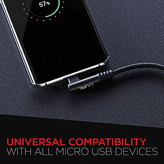 boAt Micro USB L70 Cable Black, 3A Fast Charging & 480 Mbps Data Sync Braided Skin with L Shaped Connector (Black)