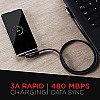 boAt Micro USB L70 Cable Black, 3A Fast Charging & 480 Mbps Data Sync Braided Skin with L Shaped Connector (Black)