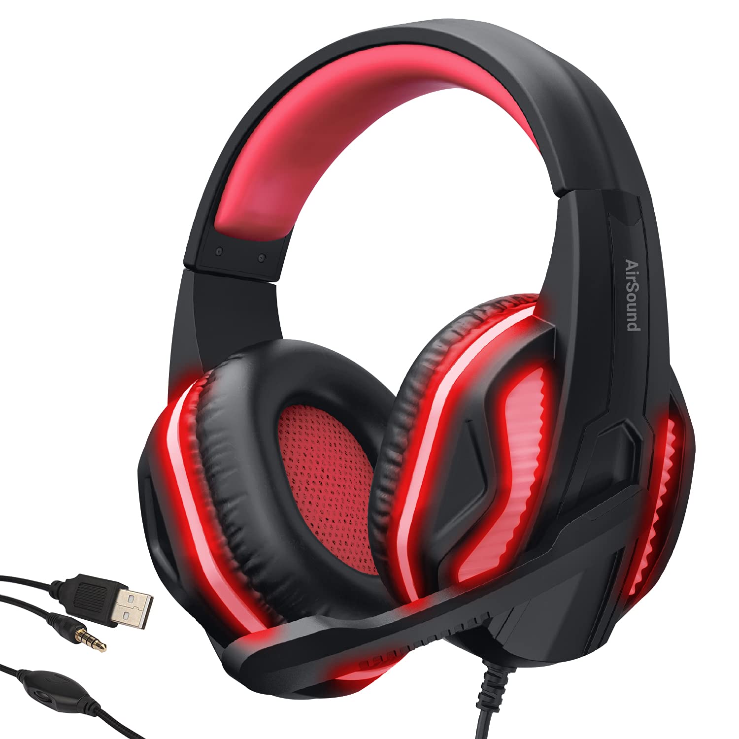 Red gaming discount headphones with mic