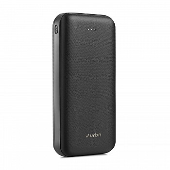 URBN 20000mAh Li-Polymer Ultra Compact Type-C Power Bank with 12W Fast Charge, Type C and Micro Input (Black)