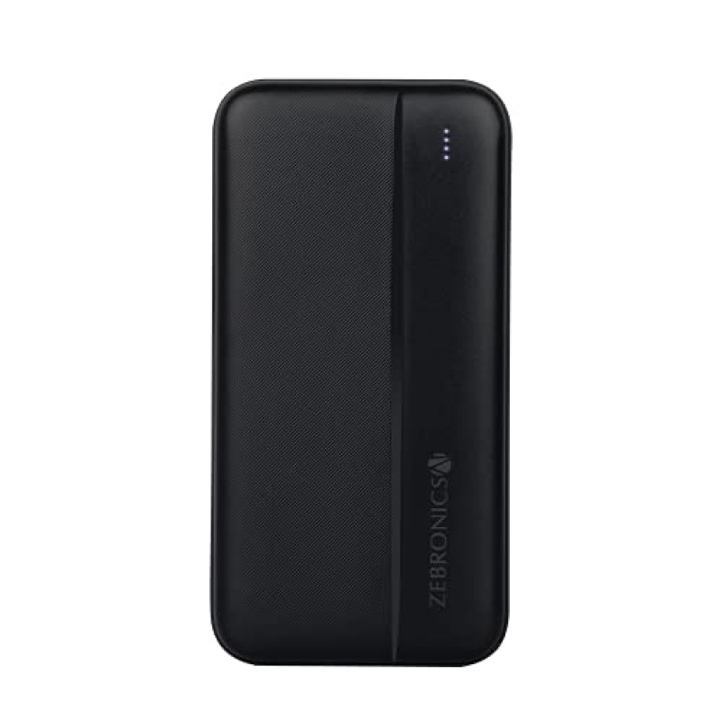 Zebronics ZEB-MD20000G2 - 20000 mAh Li-Polymer Power Bank with 12W Fast Charging, LED Indicator, 2 x Output / Input Ports, Made in India (Black) Zebronics ZEB-MD20000G2 - 20000 mAh Li-Polymer Power Bank with 12W Fast Charging, LED Indicator, 2 x Output / Input Ports, Made in India (Black)