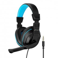 pTron Studio Lite Stereo Sound Wired Over Ear Headphones with mic (Black/Blue)