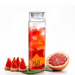 CELLO H2O Glass Fridge Water Bottle with Plastic Cap  920ml  Clear