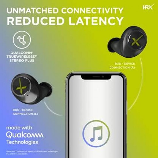 HRX X-Drops 9G with Quick Touch Technology Bluetooth Headset (Cosmic Black, True Wireless)