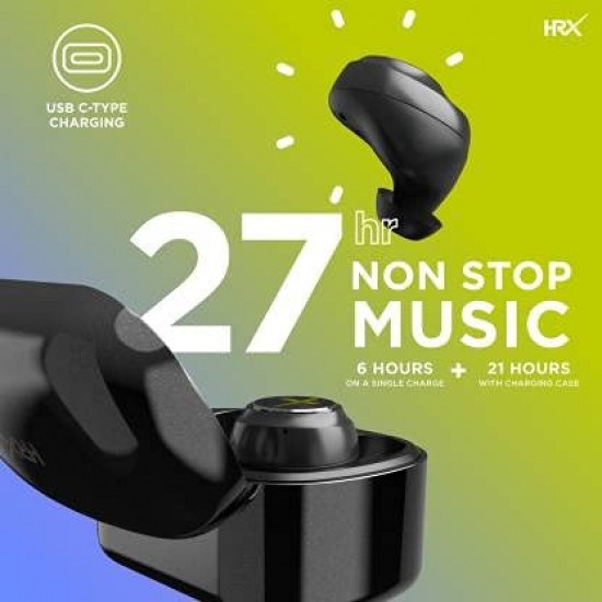 HRX X-Drops 9G with Quick Touch Technology Bluetooth Headset (Cosmic Black, True Wireless)
