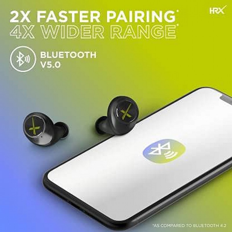 HRX X-Drops 9G with Quick Touch Technology Bluetooth Headset (Cosmic Black, True Wireless)