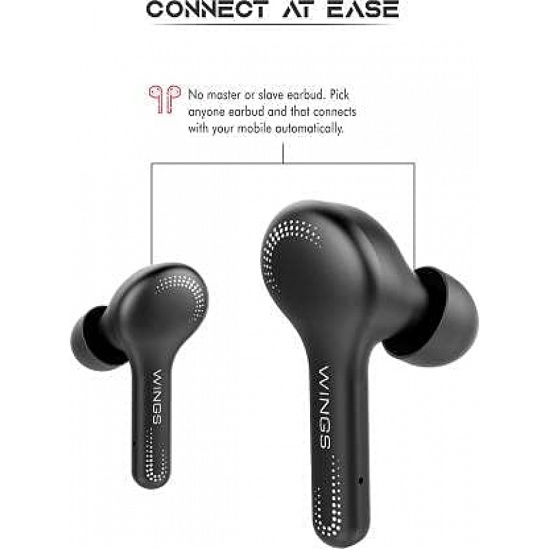 Wings Vibe Bluetooth Headset (Black, True Wireless)