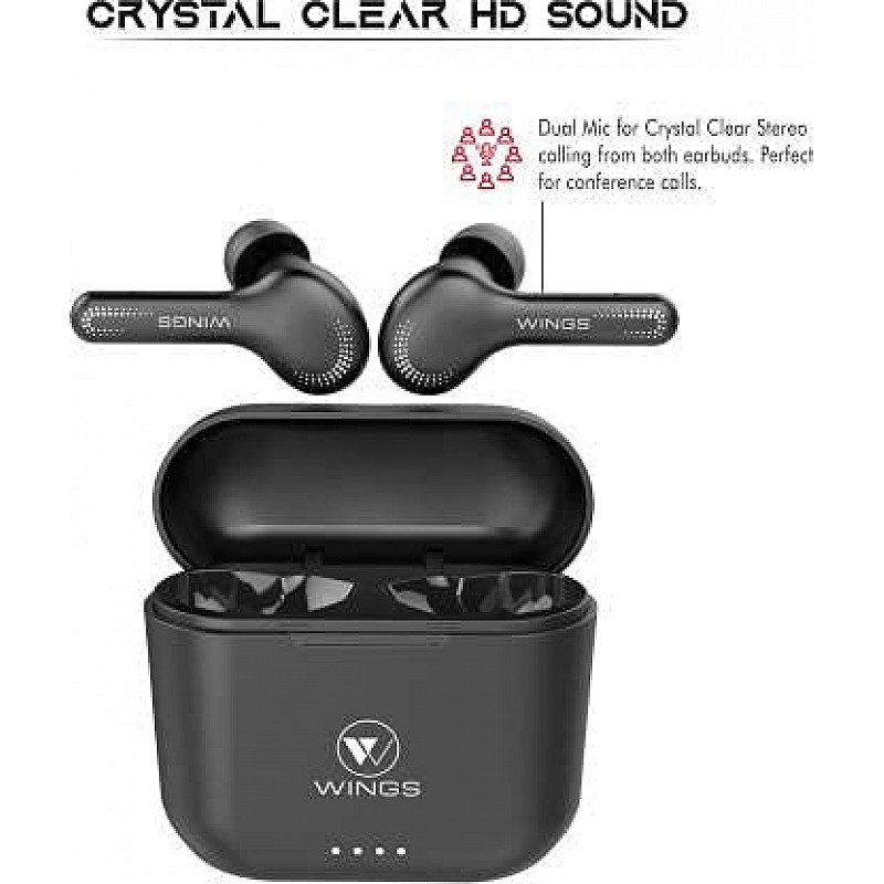 Wings Vibe Bluetooth Headset (Black, True Wireless)