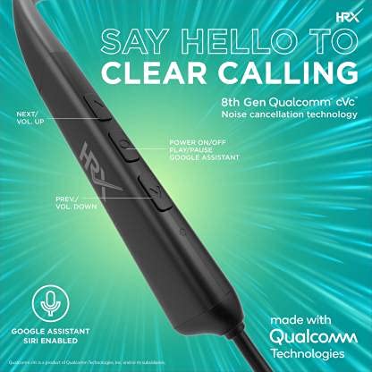 HRX X-Wave 7R with Flex Fold Design Technology Bluetooth Headset  (MysticBlack)