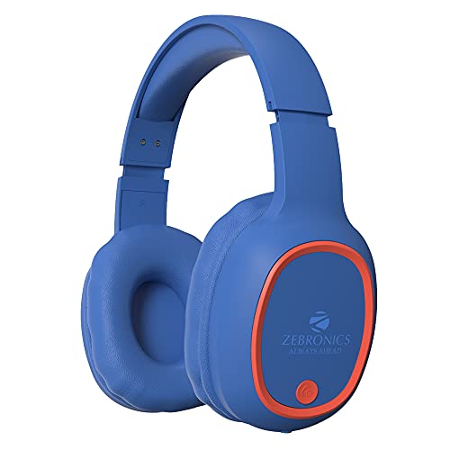 ZEBRONICS Zeb-Thunder Wireless BT Headphone Comes with 40mm Drivers, AUX Connectivity Micro SD Card (Blue with Red) ZEBRONICS Zeb-Thunder Wireless BT Headphone Comes with 40mm Drivers, AUX Connectivity Micro SD Card (Blue with Red)