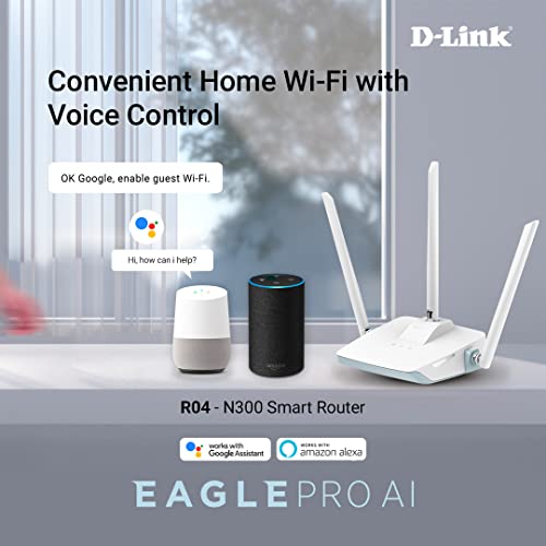 D-Link R04 N300 Eagle PRO AI Advance Parental Control Router with Voice ...