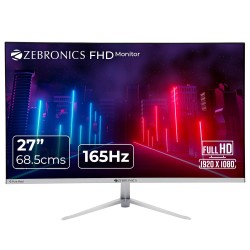 ZEBRONICS A27FHD LED, Gaming Monitor, 27 inch (68.58cm), 300 nits, 165hz Metal Stand, Built-in Speakers White