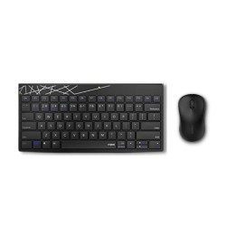 Rapoo 8000M Multi-Mode Keyboard and Mouse Set Bluetooth 3.0/4.0 Wireless 2.4 GHz 1300 DPI Combo- Black